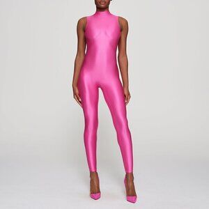 SKIMS Shine Catsuit Jersey Mock Neck Sleeveless Catsuit in Hot Pink NWT Size 4X